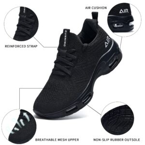 AUPERF Women Air Tennis Shoes Lightweight Running Sneakers Non Slip Walking Workout Fitness Gym Shoes Black 8.5