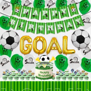 Soccer Party Supplies, Soccer Birthday Party Decorations, Soccer Theme Party Pack Including Banner, Tablecloth, Cake Topper, Cupcake Toppers, Balloons, Soccer Sports Party Supplies for Kids by HAFTSS