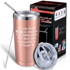 appreciation gift a truly great is hard to find, novelty travel coffee mug thank you mentor retirement leaving gift for colleague farewell, 22 oz mug tumbler with gift box (rose gold)