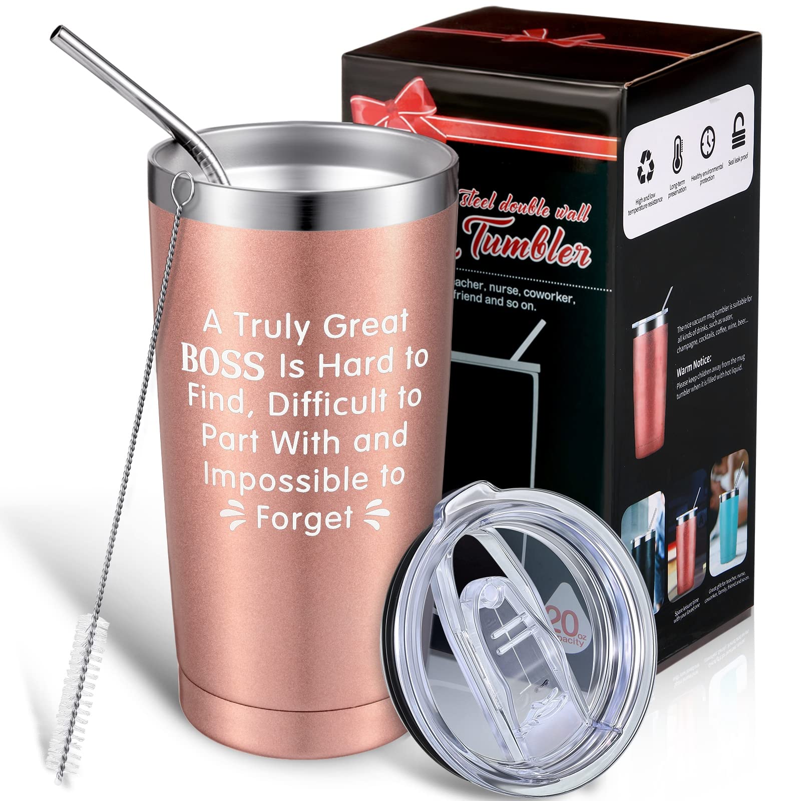 Appreciation Gift A Truly Great is Hard To Find, Novelty Travel Coffee Mug Thank You Mentor Retirement Leaving Gift for Colleague Farewell, 22 oz Mug Tumbler with Gift Box (Rose Gold)