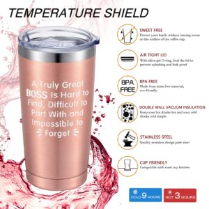 Appreciation Gift A Truly Great is Hard To Find, Novelty Travel Coffee Mug Thank You Mentor Retirement Leaving Gift for Colleague Farewell, 22 oz Mug Tumbler with Gift Box (Rose Gold)