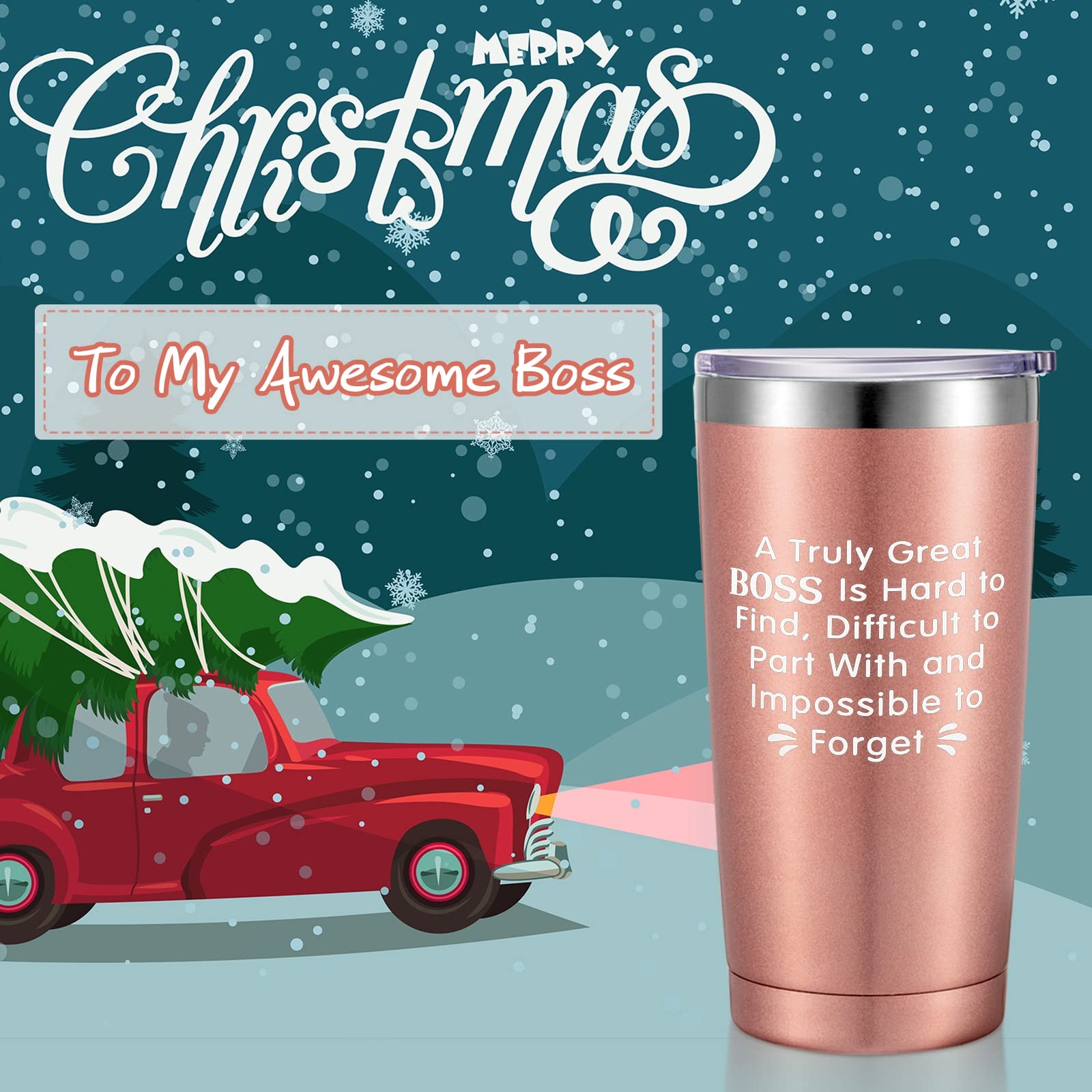 Appreciation Gift A Truly Great is Hard To Find, Novelty Travel Coffee Mug Thank You Mentor Retirement Leaving Gift for Colleague Farewell, 22 oz Mug Tumbler with Gift Box (Rose Gold)