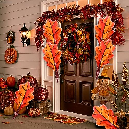 KatchOn, Large Fall Leaf Balloons - 27 Inch, Pack of 6 | Fall Balloons for Thanksgiving Decorations | Fall Festival Balloons for Fall Decorations Indoor | Fall Balloon Decorations, Fall Mylar Balloons