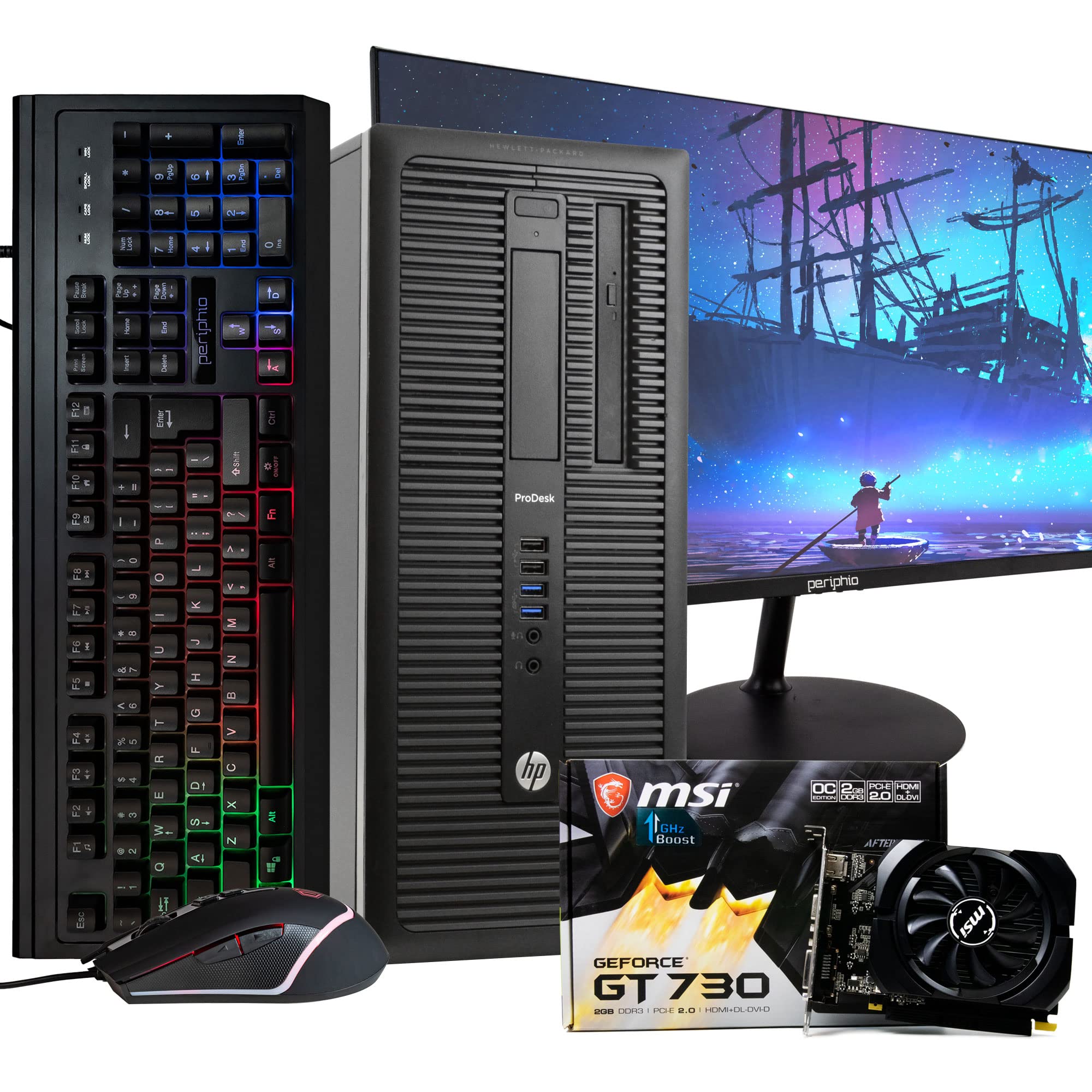 HP Gaming PC Computer, Quad-Core Intel i5, NVIDIA GeForce GT 730 2GB, 16GB DDR3 RAM, 1TB SSD, WiFi, Windows 10, Includes New 24 Inch Monitor (Renewed)