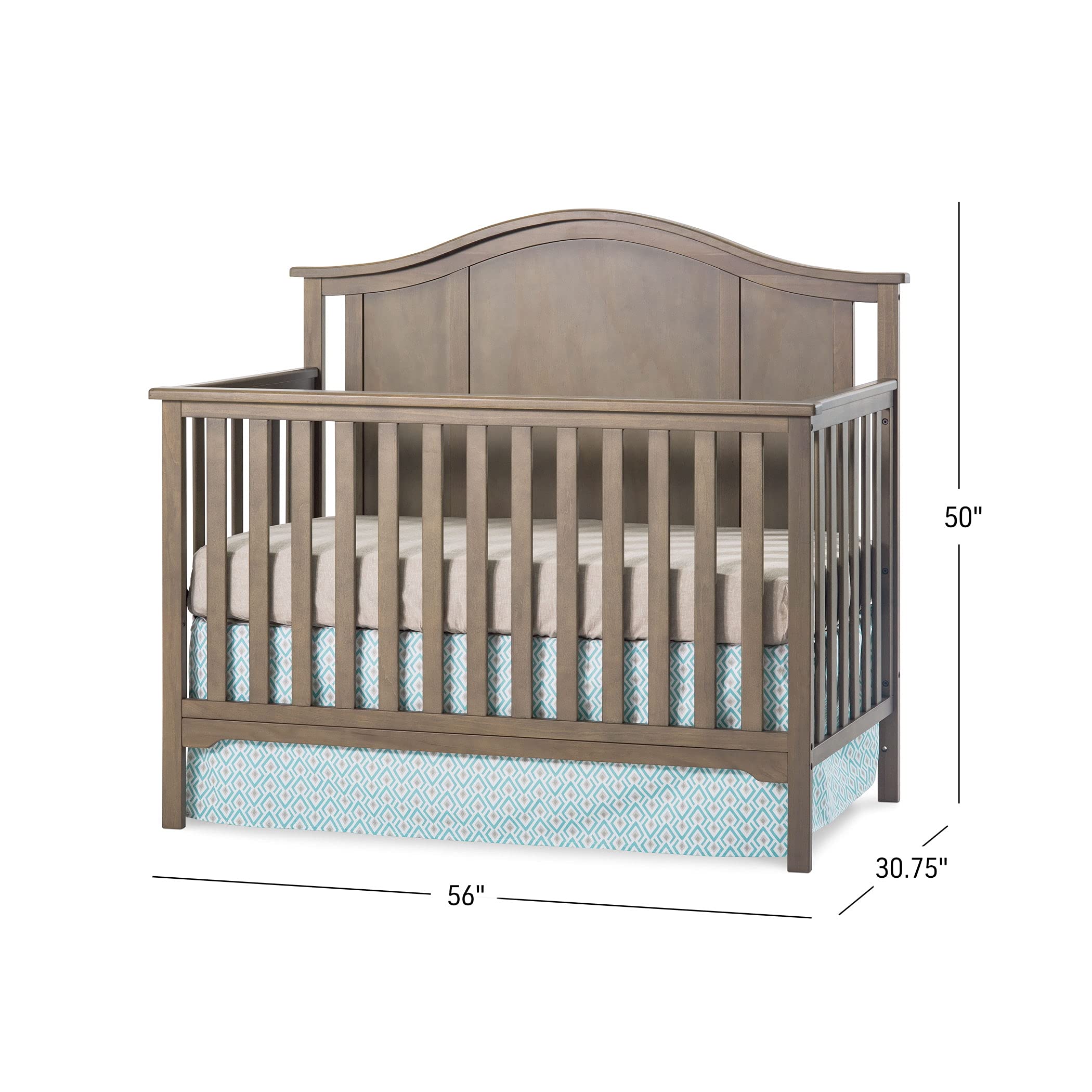 Child Craft Cottage Arch Top 4-in-1 Convertible Crib, Baby Crib Converts to Day Bed, Toddler Bed and Full Size Bed, 3 Adjustable Mattress Positions, Non-Toxic, Baby Safe Finish (Dusty Heather)