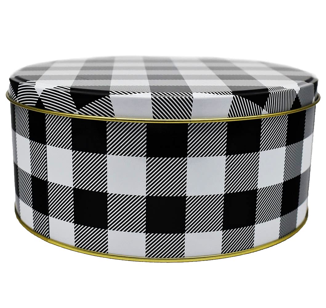 Black Duck Brand Set of 3 Round Holiday Decorative Nesting Tins - Largest Measures 8 in Diameter - Great For Storing Cookies, Brownies, and More! (White/Black)