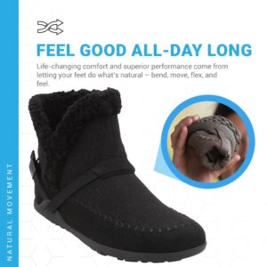 Xero Shoes Ashland Women’s Fall Boots, Vegan Casual Boots with a Soft Hemp Upper and a Cozy Faux Shearling Collar - Black, Size 8