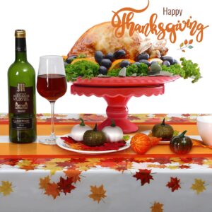 Tegeme Thanksgiving Tablecloth for Rectangle Table 54 x 108 Inch Maple Leaf Fall Plastic Table Cover Disposable Waterproof Autumn Theme Table Cloth for Thanksgiving Harvest Party Table Decor(3 Pcs)