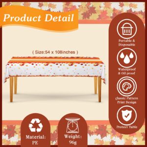 Tegeme Thanksgiving Tablecloth for Rectangle Table 54 x 108 Inch Maple Leaf Fall Plastic Table Cover Disposable Waterproof Autumn Theme Table Cloth for Thanksgiving Harvest Party Table Decor(3 Pcs)