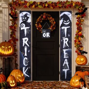 3 pieces halloween trick or treat porch signs halloween before christmas decoration halloween porch banner welcome sign for halloween gate garden front door home outdoor yard party decor supplies
