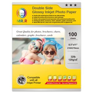 mr.r double side glossy coated inkjet photo paper,8.5"x11" 100sheets per pack,32lb-120gsm