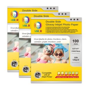 MR.R Double Side Glossy Coated Inkjet Photo Paper,8.5"x11" 100Sheets per pack,32lb-120gsm