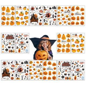 whaline 270pcs+ halloween temporary tattoos 16 sheet waterproof tattoo stickers pumpkin witch ghost bat tattoo decals for boy girl party favors trick or treat decoration face arm body
