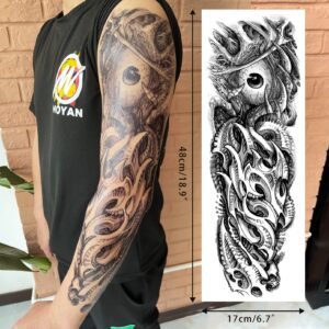 CUTELIILI Full arm temporary tattoo for Men,12sheets (L19“xW7”) Sleeve Tattoos temporary, Fake Tattoos That Look Real and Last long，Tiger Dragon Koi Evil Eyes