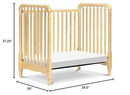 DaVinci Jenny Lind 3-in-1 Convertible Mini Crib in Natural, Removable Wheels, Greenguard Gold Certified