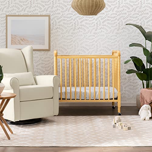 DaVinci Jenny Lind 3-in-1 Convertible Mini Crib in Natural, Removable Wheels, Greenguard Gold Certified