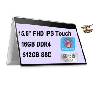 hp 2021 flagship envy x360 convertible 2 in 1 laptop 15.6inch fhd ips touchscreen intel quad-core i5-10210u(beats i7-8550u) 16gb ddr4 512gb ssd backlit fingerprint win 10 + pen natural silver ram i