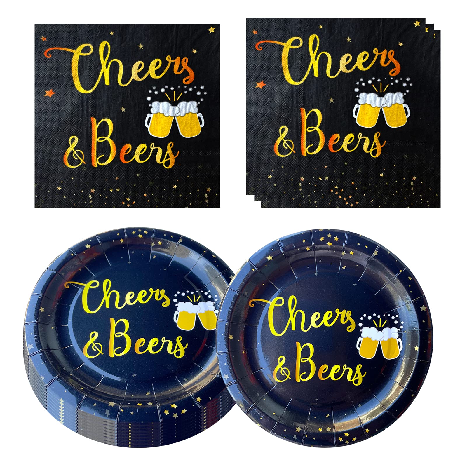 Cheers Beers Birthday Party Supplies(20 Plates and 16 Napkins), for Cheers Beers Theme Birthday Party Decorations