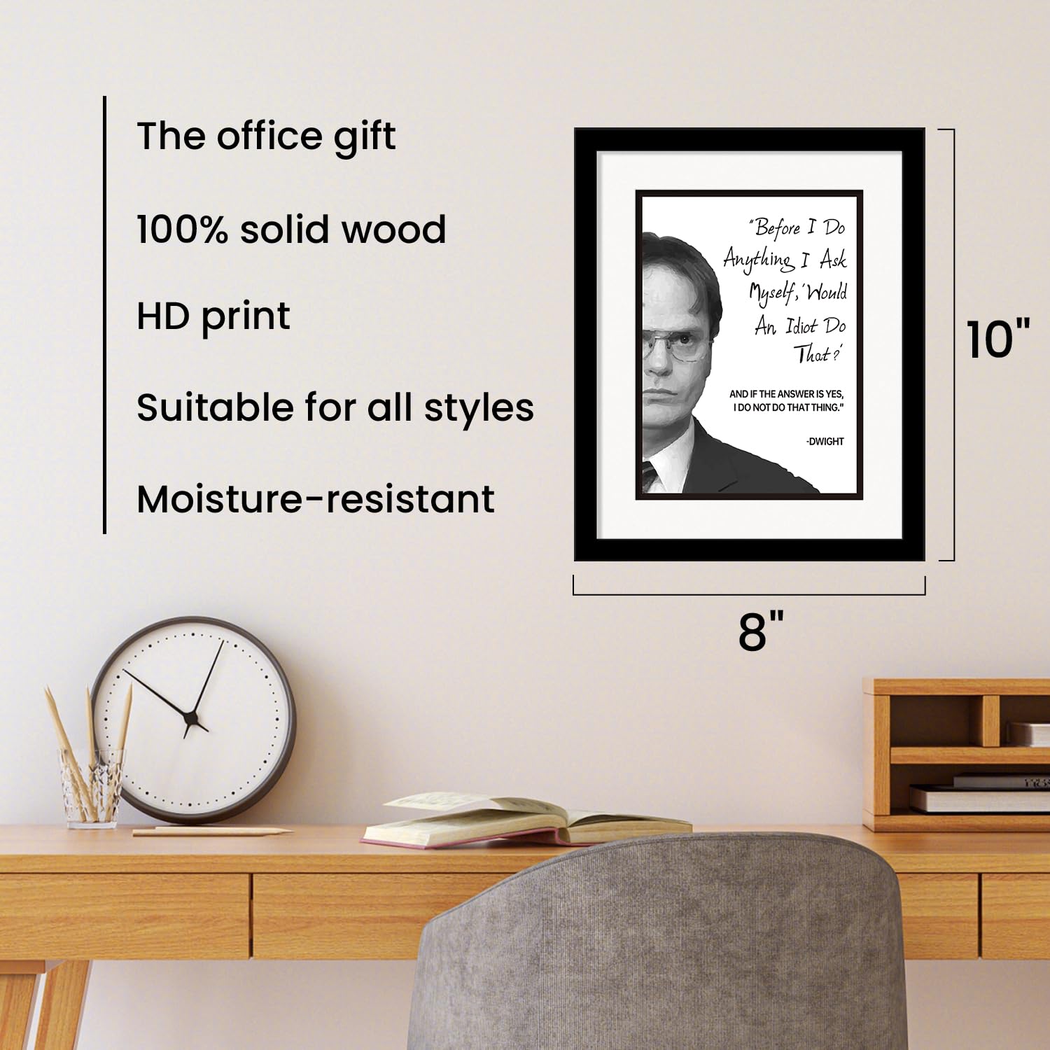 Homazing The Office Gifts - Dwight Schrute Poster with Frame 8x10 - Funny Wall Art for Office, Apartment, Funy Decor for Men Women Colleagues Coworkers The Office Fans