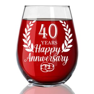 dyjybmy happy 40th anniversary funny wine glass 40th anniversary birthday gifts ideas for women mom dad husband wife 40th birthday party wedding anniversary party favorite couples gift