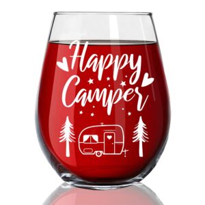 dyjybmy happy camper funny wine glass birthday gifts for women sister bff cute camping gifts for women her friend glamping rv kitchen accessoriesthanksgiving christmas graduation gifts