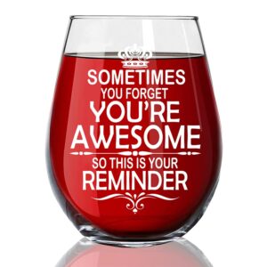 dyjybmy sometimes you forget you’re awesome so this is your reminder funny wine glass inspirational giftsfor women sister bff coworker gifts for women thanksgiving christmas graduation gifts