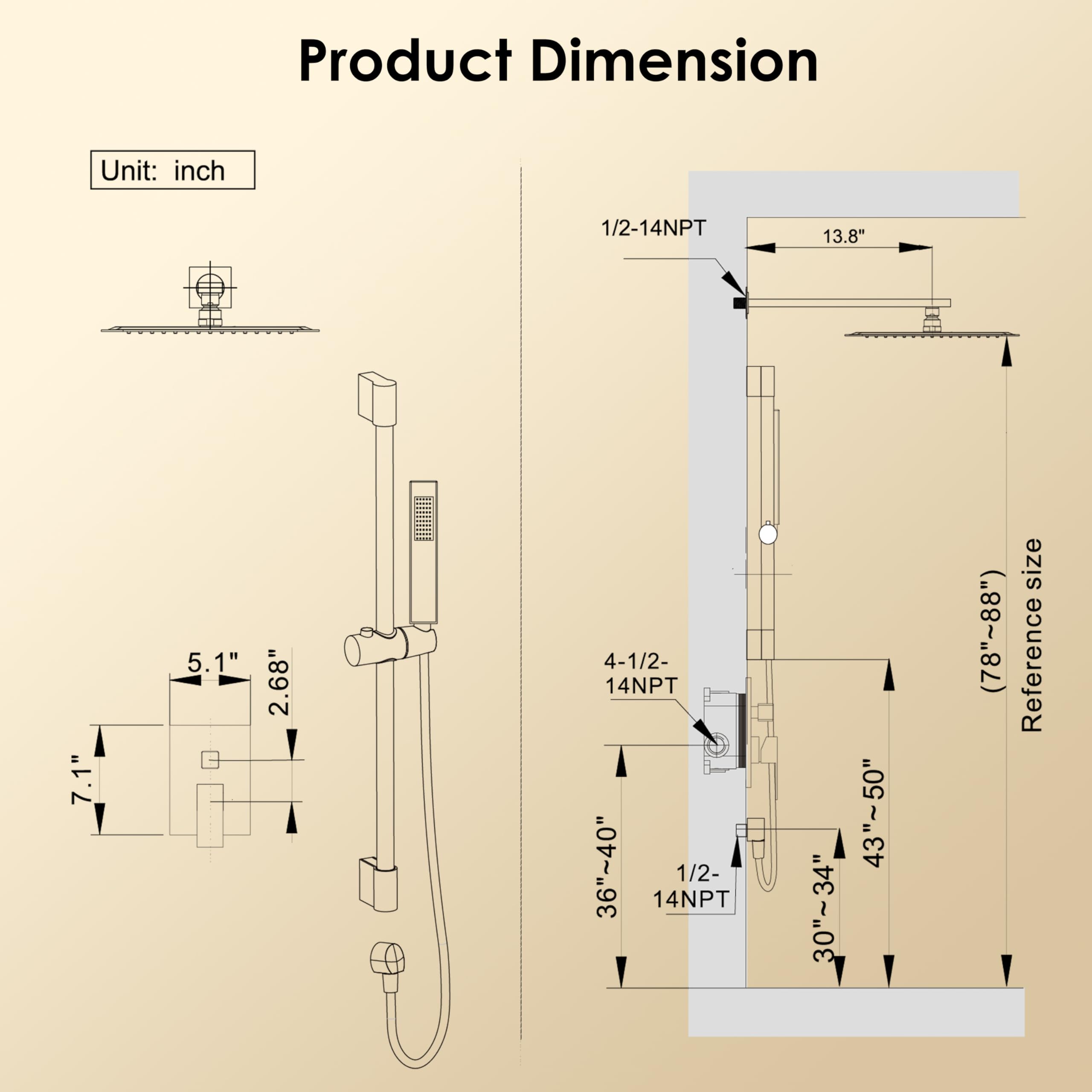 ESNBIA Black Shower System, Slide Bar Shower Faucet Set with 10 Inches Rain Shower Head and Handheld Spray Combo, Shower Faucet with Valve, Wall Mounted High Pressure Shower Head Set