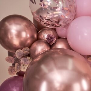 PartyWoo Dusty Rose Balloon Arch Kit, 140 pcs Pink Balloon Garland Kit, Rose Gold Balloons, Metallic Balloons for Dusty Pink Birthday Decorations Women, Bridal Shower, Wedding, Bachelorette Party