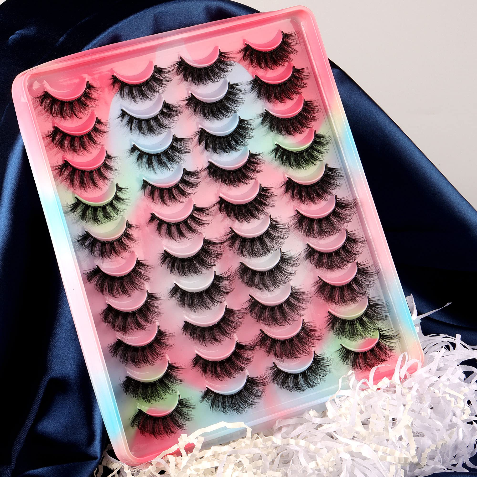 20 Pairs False Eyelashes Natural Fluffy Cat Eye Fake Eye Lashes 4 Styles Mixed Thick Wispy 5D Faux Mink Eyelashes Multipack