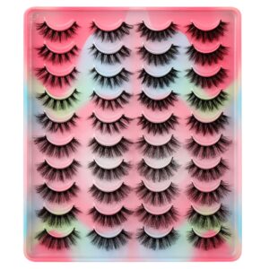 20 Pairs False Eyelashes Natural Fluffy Cat Eye Fake Eye Lashes 4 Styles Mixed Thick Wispy 5D Faux Mink Eyelashes Multipack