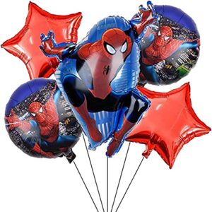 5pcs superhero spiderman party shape foil balloons for kids birthday party decorations