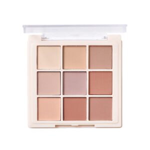 surorain 9 colors matte eyeshadow palette, highly pigmented long lasting matte nude shimmer eyeshadow pallet,beige earth neutral smoky waterproof cosmetic eye shadows