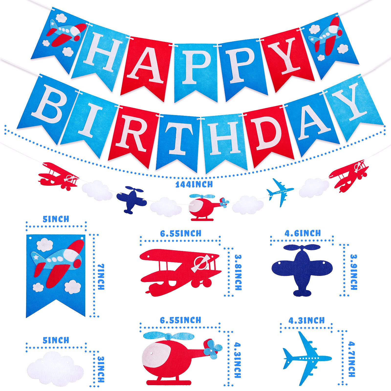 Airplane Birthday Party Supplies 56 Pieces Airplane Themed Party Decoration with Inflatable Airplane Balloons Thick Latex Balloon Happy Birthday Banners Kid Airplane Cloud Balloon Decor