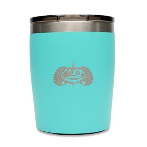 toadfish non-tipping 10oz double wall insulated stainless steel rocks tumbler w/easy slide lid - teal