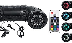 Rockville RATV80L Bluetooth Dual 8" Powered 600w ATV/UTV/Marine Speaker w/LED