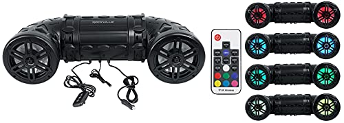 Rockville RATV80L Bluetooth Dual 8" Powered 600w ATV/UTV/Marine Speaker w/LED