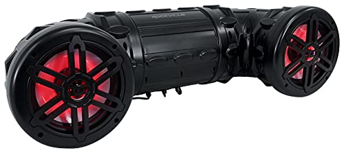 Rockville RATV80L Bluetooth Dual 8" Powered 600w ATV/UTV/Marine Speaker w/LED