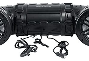 Rockville RATV80L Bluetooth Dual 8" Powered 600w ATV/UTV/Marine Speaker w/LED