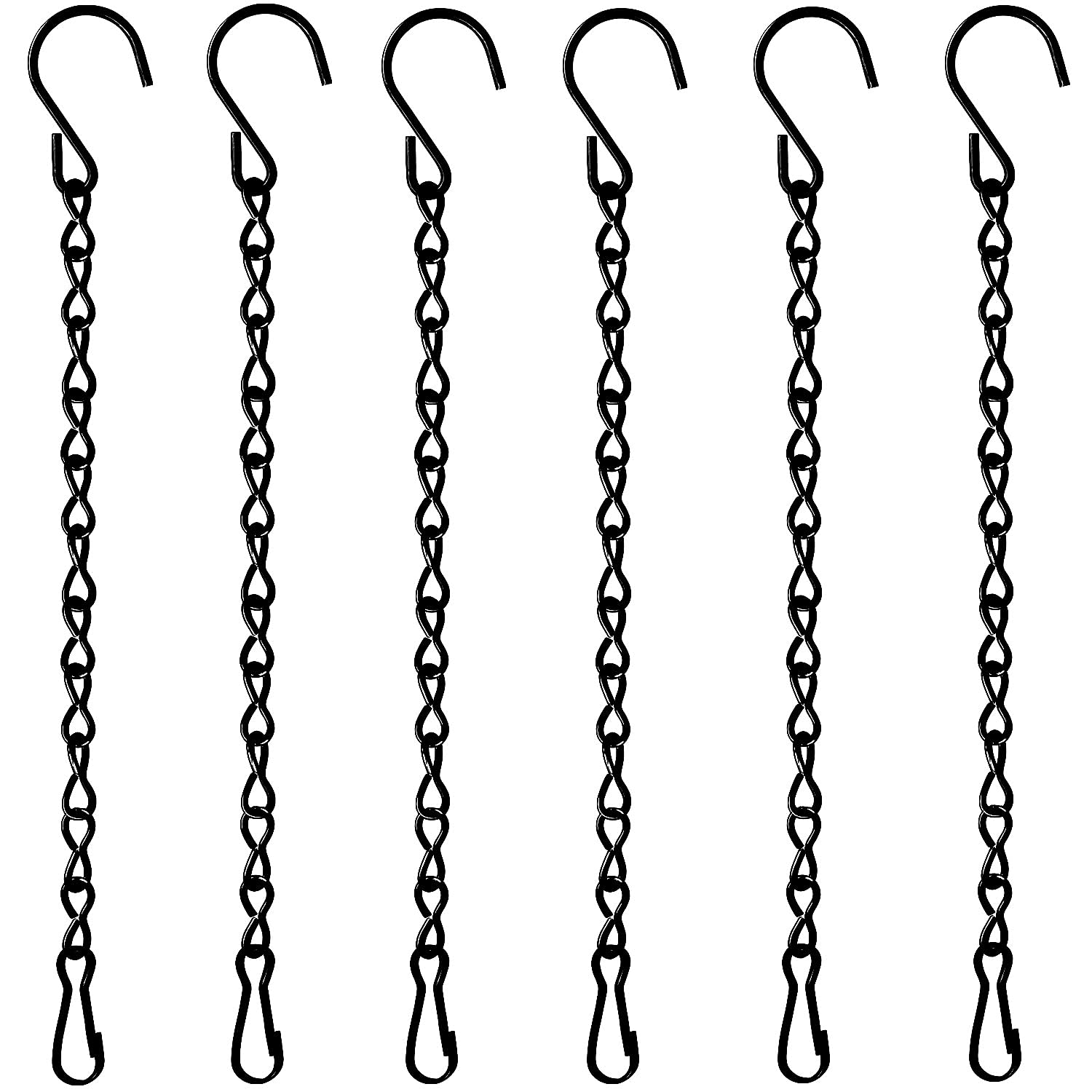 6 Pack 9.5 Inch Hanging Chain for Bird Feeders, Planters, Lanterns, Wind Chimes, Billboards, Chalkboards and Ornaments (Black)