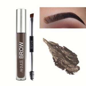 waterproof liquid eyebrow gels, smudge-proof, sweat resistant, full natural-24hours long lasting tinted makeup color gel with brow pen…(black-brown)