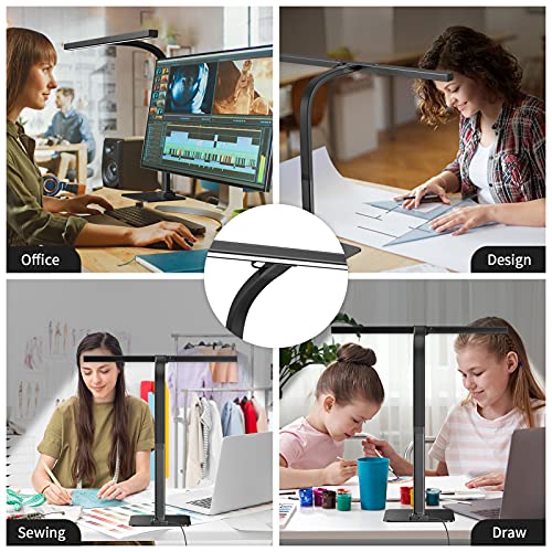 EppieBasic Led Desk Lamp, Architect Desk Lamps for Home Office, 12W Dimmable & 6 Color Modes Extra Bright Modern Table lamp with Base, Auto Dimming Overhead Desk Lighting for Workbench Monitor