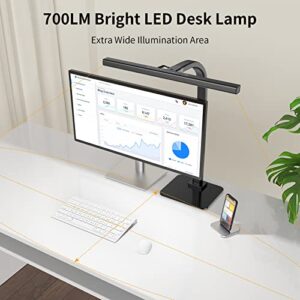 EppieBasic Led Desk Lamp, Architect Desk Lamps for Home Office, 12W Dimmable & 6 Color Modes Extra Bright Modern Table lamp with Base, Auto Dimming Overhead Desk Lighting for Workbench Monitor