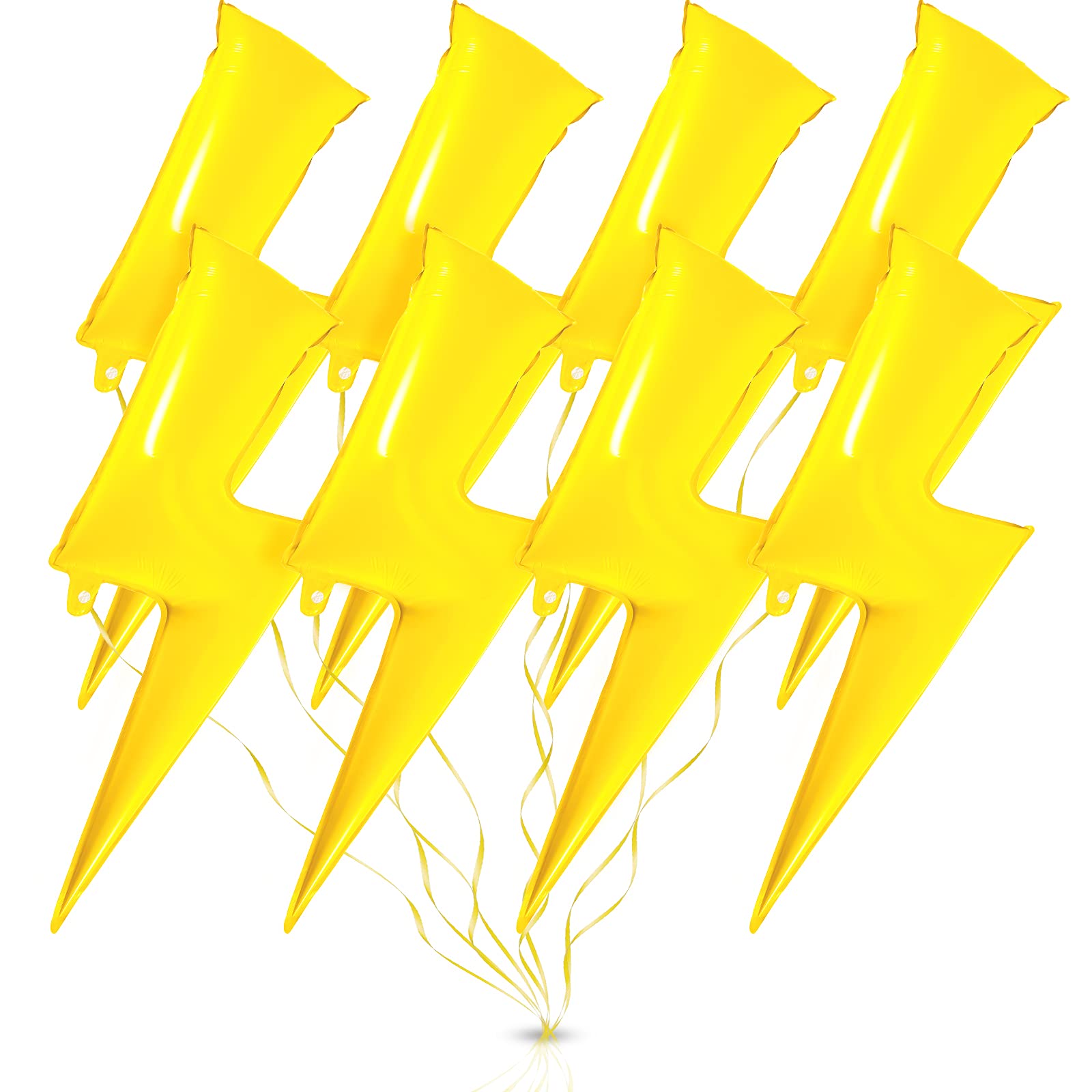 8 Pieces 36 Inch Yellow Lightning Bolt Balloons Large Flash Foil Party Balloons Foil Balloons for Birthday Party, Wedding, Baby Shower Decorations