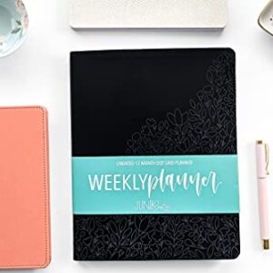 Weekly Planner - Cute Dot Bullet Paper Planner Notebooks and Journal for Women by June and Lucy: Undated 12 Month Dot Grid Appointment Planner, Calendar & Personal Organizer for Women