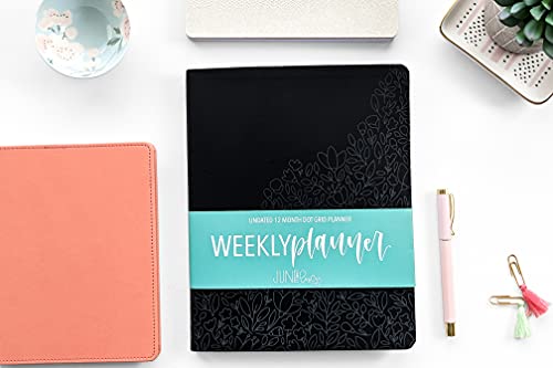 Weekly Planner - Cute Dot Bullet Paper Planner Notebooks and Journal for Women by June and Lucy: Undated 12 Month Dot Grid Appointment Planner, Calendar & Personal Organizer for Women