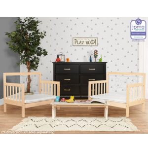 Dream On Me Star 3 in 1 Convertible Toddler Bed in Vanilla Oak, Converts to Chair&Table, Non-Toxic Finish, JPMA Certified, Made of Durable & Sustainable Pinewood