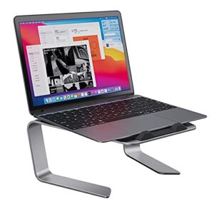 godspin laptop stand, aluminum computer riser, ergonomic detachable portable aluminum notebook stand elevator for desk, compatible with macbook air pro, dell xps, hp, 10 to 17 inch laptops (gray)