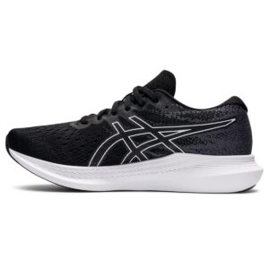 asics women's evoride 3 running shoes, 6.5, black/white