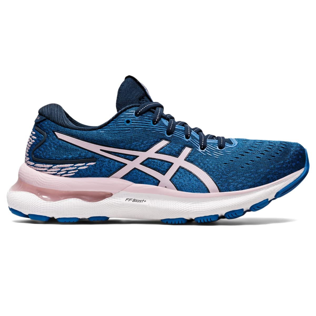 ASICS Women's Gel-Nimbus 24 Running Shoes, 9, French Blue/Barely Rose