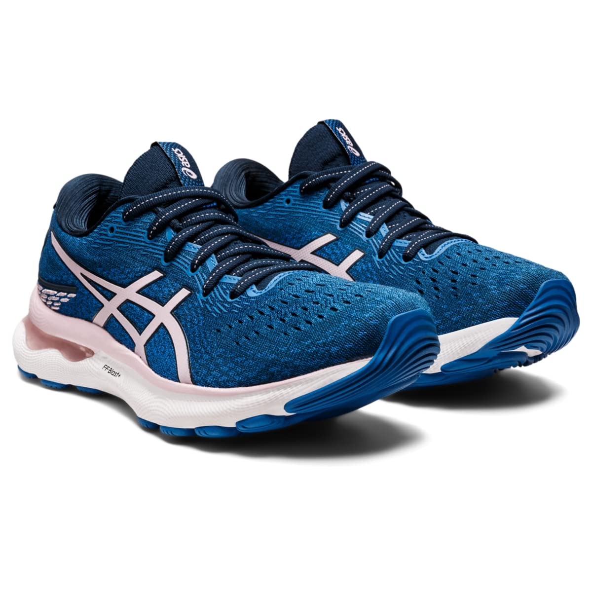 ASICS Women's Gel-Nimbus 24 Running Shoes, 9, French Blue/Barely Rose